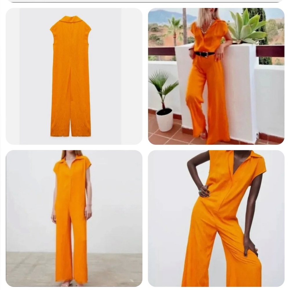 Zara Jacquard Yellow Jumpsuit